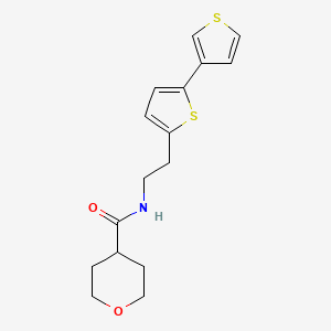 molecular formula C16H19NO2S2 B2477181 N-(2-{[2,3'-bithiophene]-5-yl}ethyl)oxane-4-carboxamide CAS No. 2034565-06-3