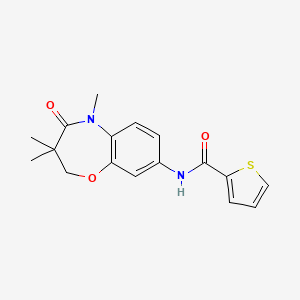 molecular formula C17H18N2O3S B2477190 N-(3,3,5-trimethyl-4-oxo-2,3,4,5-tetrahydro-1,5-benzoxazepin-8-yl)thiophene-2-carboxamide CAS No. 921518-72-1