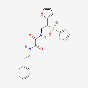 molecular formula C20H20N2O5S2 B2477226 N-[2-(furan-2-yl)-2-(thiophene-2-sulfonyl)ethyl]-N'-(2-phenylethyl)ethanediamide CAS No. 896320-16-4