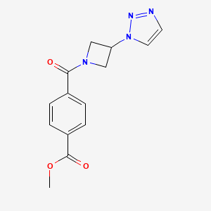 molecular formula C14H14N4O3 B2477237 methyl 4-(3-(1H-1,2,3-triazol-1-yl)azetidine-1-carbonyl)benzoate CAS No. 2034449-57-3