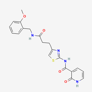 molecular formula C20H20N4O4S B2477242 N-(4-(3-((2-methoxybenzyl)amino)-3-oxopropyl)thiazol-2-yl)-2-oxo-1,2-dihydropyridine-3-carboxamide CAS No. 1091409-83-4