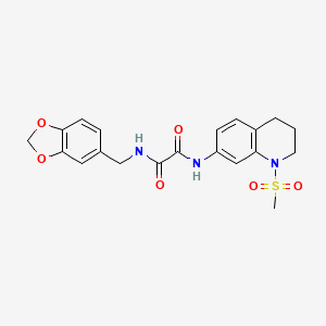 molecular formula C20H21N3O6S B2477259 N-[(2H-1,3-benzodioxol-5-yl)methyl]-N'-(1-methanesulfonyl-1,2,3,4-tetrahydroquinolin-7-yl)ethanediamide CAS No. 941983-69-3