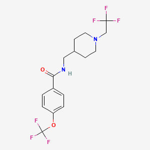 molecular formula C16H18F6N2O2 B2477272 N-{[1-(2,2,2-trifluoroethyl)piperidin-4-yl]methyl}-4-(trifluoromethoxy)benzamide CAS No. 2309575-62-8