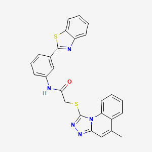 molecular formula C26H19N5OS2 B2477273 N-[3-(1,3-benzothiazol-2-yl)phenyl]-2-({5-methyl-[1,2,4]triazolo[4,3-a]quinolin-1-yl}sulfanyl)acetamide CAS No. 812685-74-8