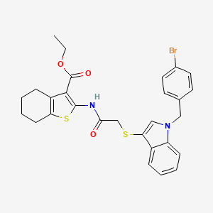 ethyl 2-(2-((1-(4-bromobenzyl)-1H-indol-3-yl)thio)acetamido)-4,5,6,7-tetrahydrobenzo[b]thiophene-3-carboxylate