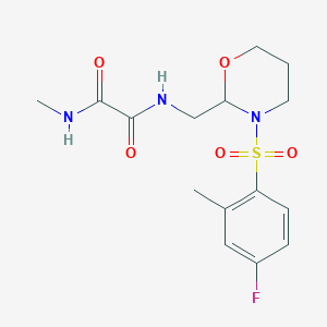 molecular formula C15H20FN3O5S B2477305 N'-{[3-(4-fluoro-2-methylbenzenesulfonyl)-1,3-oxazinan-2-yl]methyl}-N-methylethanediamide CAS No. 872724-07-7