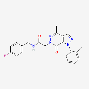 molecular formula C22H20FN5O2 B2477328 N-[(4-fluorophenyl)methyl]-2-[4-methyl-1-(2-methylphenyl)-7-oxo-1H,6H,7H-pyrazolo[3,4-d]pyridazin-6-yl]acetamide CAS No. 941973-23-5