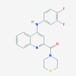 molecular formula C20H17F2N3OS B2477338 N-(3,4-difluorophenyl)-2-(thiomorpholine-4-carbonyl)quinolin-4-amine CAS No. 1226431-66-8