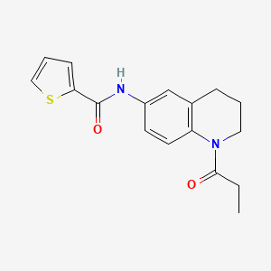 molecular formula C17H18N2O2S B2477364 N-(1-propanoyl-1,2,3,4-tetrahydroquinolin-6-yl)thiophene-2-carboxamide CAS No. 954081-65-3