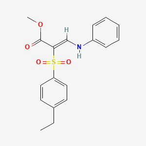 molecular formula C18H19NO4S B2477375 methyl (2Z)-3-anilino-2-[(4-ethylphenyl)sulfonyl]acrylate CAS No. 1327178-36-8