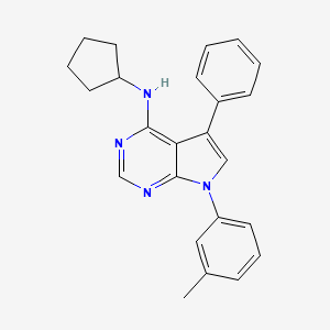 molecular formula C24H24N4 B2477387 N-cyclopentyl-7-(3-methylphenyl)-5-phenyl-7H-pyrrolo[2,3-d]pyrimidin-4-amine CAS No. 477228-57-2