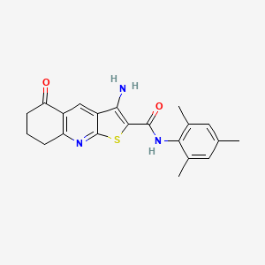 molecular formula C21H21N3O2S B2477406 3-amino-N-mesityl-5-oxo-5,6,7,8-tetrahydrothieno[2,3-b]quinoline-2-carboxamide 