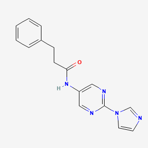 molecular formula C16H15N5O B2477413 N-(2-(1H-imidazol-1-yl)pyrimidin-5-yl)-3-phenylpropanamide CAS No. 1421459-83-7