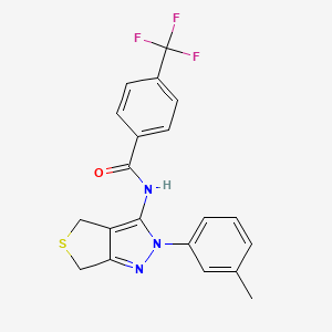 molecular formula C20H16F3N3OS B2477450 N-[2-(3-methylphenyl)-2H,4H,6H-thieno[3,4-c]pyrazol-3-yl]-4-(trifluoromethyl)benzamide CAS No. 893946-29-7