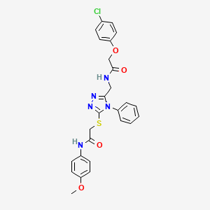 2-(4-chlorophenoxy)-N-((5-((2-((4-methoxyphenyl)amino)-2-oxoethyl)thio)-4-phenyl-4H-1,2,4-triazol-3-yl)methyl)acetamide