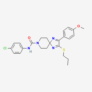 molecular formula C24H27ClN4O2S B2477490 N-(4-CHLOROPHENYL)-2-(4-METHOXYPHENYL)-3-(PROPYLSULFANYL)-1,4,8-TRIAZASPIRO[4.5]DECA-1,3-DIENE-8-CARBOXAMIDE CAS No. 894879-25-5