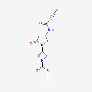 molecular formula C16H23N3O4 B2477513 Tert-butyl 3-[4-(but-2-ynoylamino)-2-oxopyrrolidin-1-yl]azetidine-1-carboxylate CAS No. 2411259-91-9