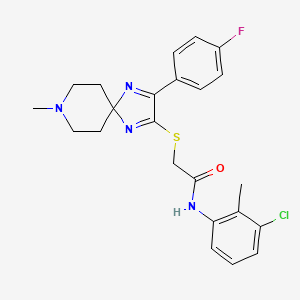 molecular formula C23H24ClFN4OS B2477542 N-(3-CHLORO-2-METHYLPHENYL)-2-{[3-(4-FLUOROPHENYL)-8-METHYL-1,4,8-TRIAZASPIRO[4.5]DECA-1,3-DIEN-2-YL]SULFANYL}ACETAMIDE CAS No. 1189864-50-3