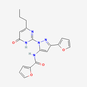 molecular formula C19H17N5O4 B2477547 N-(3-(furan-2-yl)-1-(6-oxo-4-propyl-1,6-dihydropyrimidin-2-yl)-1H-pyrazol-5-yl)furan-2-carboxamide CAS No. 1207038-36-5