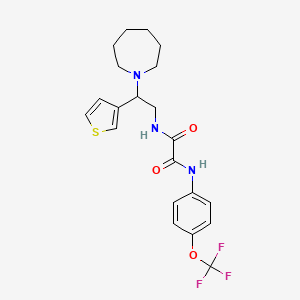 molecular formula C21H24F3N3O3S B2477567 N'-[2-(azepan-1-yl)-2-(thiophen-3-yl)ethyl]-N-[4-(trifluoromethoxy)phenyl]ethanediamide CAS No. 946303-85-1