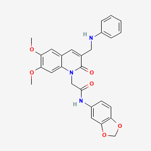 2-[3-(anilinomethyl)-6,7-dimethoxy-2-oxoquinolin-1(2H)-yl]-N-1,3-benzodioxol-5-ylacetamide