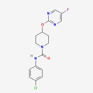 molecular formula C16H16ClFN4O2 B2477589 N-(4-chlorophenyl)-4-[(5-fluoropyrimidin-2-yl)oxy]piperidine-1-carboxamide CAS No. 2380171-11-7