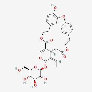 NCGC00347767-02_C32H36O13_6H-10,13-Etheno-19,15-metheno-3H,15H,23H-pyrano[3,4-c][1,7,14]trioxacycloheneicosin-6,23-dione, 4-ethylidene-3-(beta-D-glucopyranosyloxy)-4,4a,5,8,9,20,21-heptahydro-16-hydroxy-, (3S,4Z,4aS)-