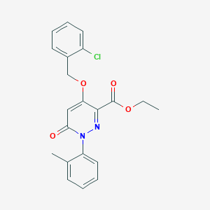 molecular formula C21H19ClN2O4 B2477628 Ethyl 4-((2-chlorobenzyl)oxy)-6-oxo-1-(o-tolyl)-1,6-dihydropyridazine-3-carboxylate CAS No. 899943-95-4