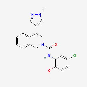 molecular formula C21H21ClN4O2 B2477632 N-(5-chloro-2-methoxyphenyl)-4-(1-methyl-1H-pyrazol-4-yl)-1,2,3,4-tetrahydroisoquinoline-2-carboxamide CAS No. 2034298-13-8
