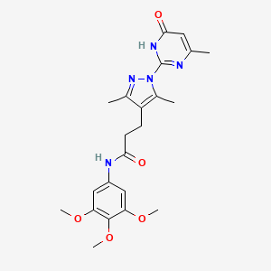 3-(3,5-dimethyl-1-(4-methyl-6-oxo-1,6-dihydropyrimidin-2-yl)-1H-pyrazol-4-yl)-N-(3,4,5-trimethoxyphenyl)propanamide