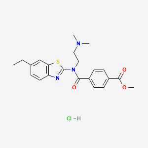 molecular formula C22H26ClN3O3S B2477653 Methyl 4-((2-(dimethylamino)ethyl)(6-ethylbenzo[d]thiazol-2-yl)carbamoyl)benzoate hydrochloride CAS No. 1216734-62-1