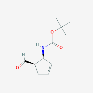 molecular formula C11H17NO3 B2477654 N-Boc-(+/-)-cis-5-formylcyclopent-2-enyl-amine CAS No. 1335031-95-2