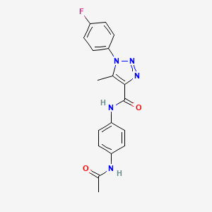 molecular formula C18H16FN5O2 B2477656 N-(4-acetamidophenyl)-1-(4-fluorophenyl)-5-methyl-1H-1,2,3-triazole-4-carboxamide CAS No. 915908-89-3