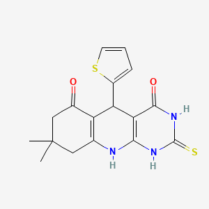 8,8-dimethyl-2-sulfanylidene-5-thiophen-2-yl-5,7,9,10-tetrahydro-1H-pyrimido[4,5-b]quinoline-4,6-dione