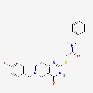 molecular formula C24H25FN4O2S B2477665 2-{[6-(4-fluorobenzyl)-4-oxo-3,4,5,6,7,8-hexahydropyrido[4,3-d]pyrimidin-2-yl]sulfanyl}-N-(4-methylbenzyl)acetamide CAS No. 1031631-68-1