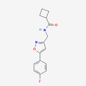 molecular formula C15H15FN2O2 B2477666 N-((5-(4-fluorophenyl)isoxazol-3-yl)methyl)cyclobutanecarboxamide CAS No. 1209161-12-5