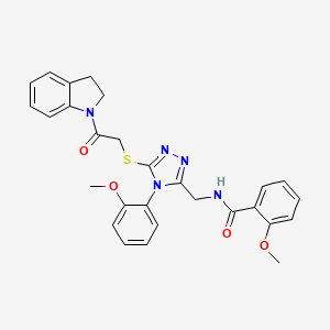 N-((5-((2-(indolin-1-yl)-2-oxoethyl)thio)-4-(2-methoxyphenyl)-4H-1,2,4-triazol-3-yl)methyl)-2-methoxybenzamide