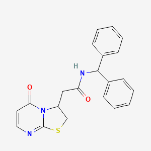 molecular formula C21H19N3O2S B2477674 N-(diphenylmethyl)-2-{5-oxo-2H,3H,5H-[1,3]thiazolo[3,2-a]pyrimidin-3-yl}acetamide CAS No. 946211-39-8