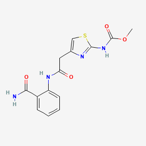 molecular formula C14H14N4O4S B2477678 Methyl (4-(2-((2-carbamoylphenyl)amino)-2-oxoethyl)thiazol-2-yl)carbamate CAS No. 946236-45-9