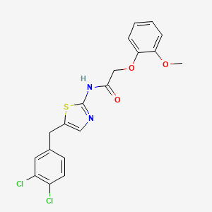 molecular formula C19H16Cl2N2O3S B2477680 N-[5-(3,4-dichlorobenzyl)-1,3-thiazol-2-yl]-2-(2-methoxyphenoxy)acetamide CAS No. 301176-51-2