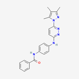 molecular formula C23H22N6O B2477685 N-(4-((6-(3,4,5-trimethyl-1H-pyrazol-1-yl)pyridazin-3-yl)amino)phenyl)benzamide CAS No. 1019106-42-3