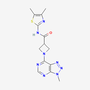 molecular formula C14H16N8OS B2477697 N-(4,5-dimethyl-1,3-thiazol-2-yl)-1-{3-methyl-3H-[1,2,3]triazolo[4,5-d]pyrimidin-7-yl}azetidine-3-carboxamide CAS No. 1448133-98-9