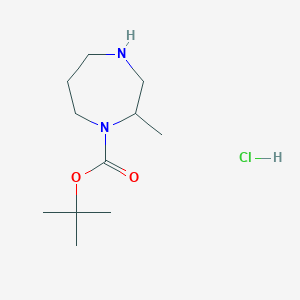 molecular formula C11H23ClN2O2 B2477705 Tert-butyl 2-methyl-1,4-diazepane-1-carboxylate;hydrochloride CAS No. 2460755-54-6