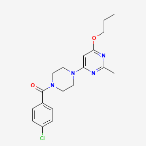 molecular formula C19H23ClN4O2 B2477706 (4-Chlorophenyl)(4-(2-methyl-6-propoxypyrimidin-4-yl)piperazin-1-yl)methanone CAS No. 946324-03-4