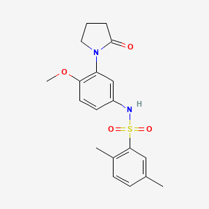 molecular formula C19H22N2O4S B2477721 N-(4-methoxy-3-(2-oxopyrrolidin-1-yl)phenyl)-2,5-dimethylbenzenesulfonamide CAS No. 942013-29-8