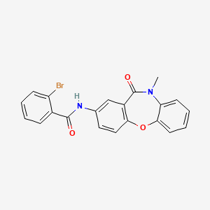 molecular formula C21H15BrN2O3 B2477744 2-溴-N-(10-甲基-11-氧代-10,11-二氢二苯并[b,f][1,4]噁唑啉-2-基)苯田酰胺 CAS No. 922132-09-0