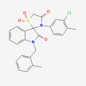 molecular formula C25H21ClN2O4S B2477746 3'-(3-Chloro-4-methylphenyl)-1-(2-methylbenzyl)spiro[indoline-3,2'-thiazolidine]-2,4'-dione 1',1'-dioxide CAS No. 941887-38-3