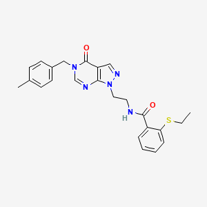 B2477748 2-(ethylthio)-N-(2-(5-(4-methylbenzyl)-4-oxo-4,5-dihydro-1H-pyrazolo[3,4-d]pyrimidin-1-yl)ethyl)benzamide CAS No. 921898-73-9