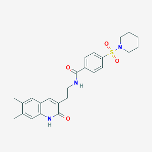 molecular formula C25H29N3O4S B2477765 N-(2-(6,7-dimethyl-2-oxo-1,2-dihydroquinolin-3-yl)ethyl)-4-(piperidin-1-ylsulfonyl)benzamide CAS No. 851403-25-3