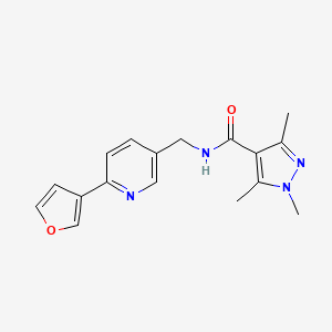 molecular formula C17H18N4O2 B2477833 N-((6-(furan-3-yl)pyridin-3-yl)methyl)-1,3,5-trimethyl-1H-pyrazole-4-carboxamide CAS No. 2034231-68-8